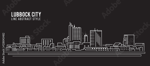 Cityscape Building Line art Vector Illustration design - Lubbock city