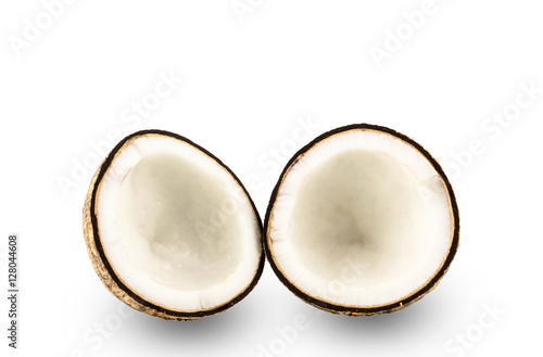 Coconut half isolated on white Background with Clipping Path