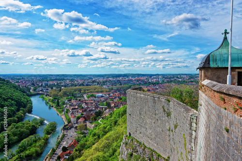 Fotografie Aerial veiw and citadel in Besancon Bourgogne Franche Comte France