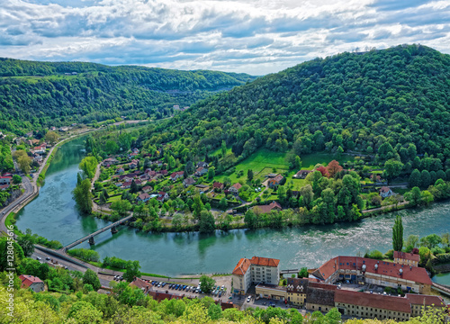 Aerial view of Besancon in Bourgogne Franche Comte region France