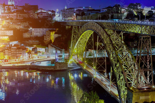 Porto in Portugal. Night city.