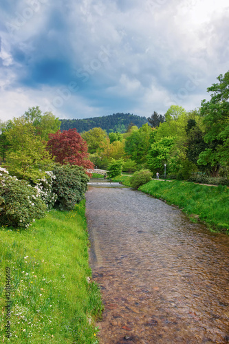 Bridge and river at Lichtentaler Allee park in Baden Baden photo