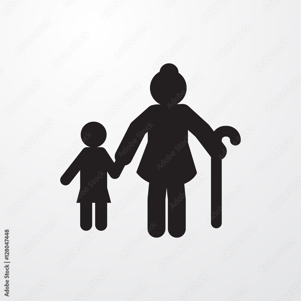 old woman and child icon illustration old woman and child icon illustration