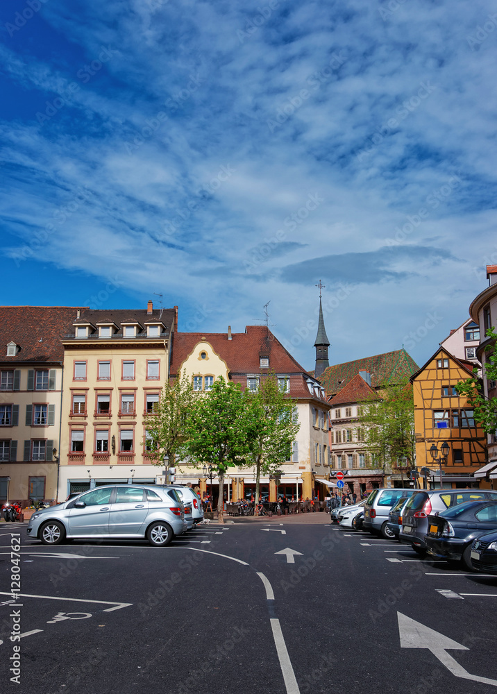 Cathedral square in Colmar of Alsace of France