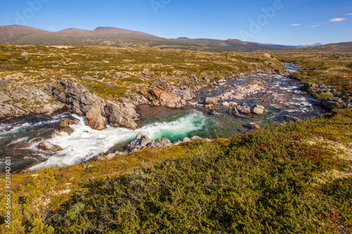 landscape Norway mountains Dovrefjell river