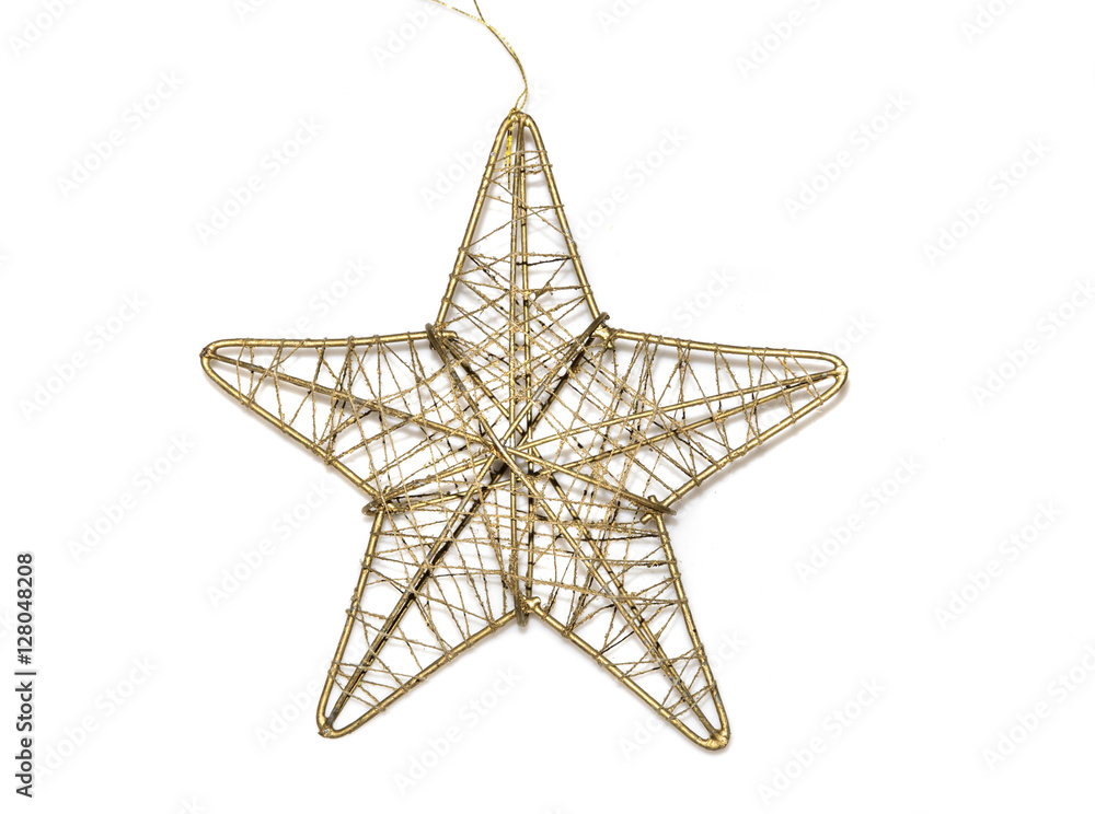 old golden christmas toy star isolated on white background old golden christmas toy star isolated on white background