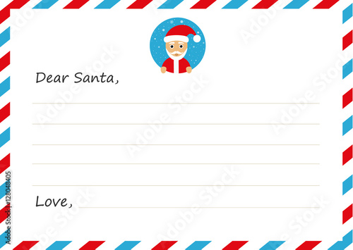 Template envelope New year's letter to Santa Claus with icon. Vector illustration. Flat design.