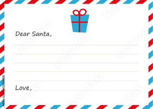 Template envelope New year's letter to Santa Claus. Icon gift. Vector illustration. Flat design.