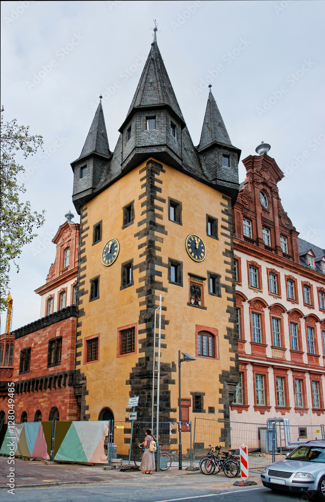 Clock tower of Historical museum in  Frankfurt