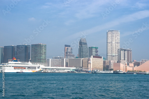 Cruise ship at Victoria Harbor in Hong Kong