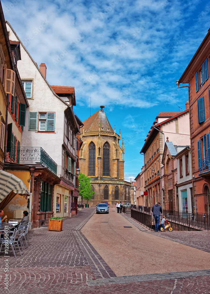 Eglise Street in Colmar in Alsace France