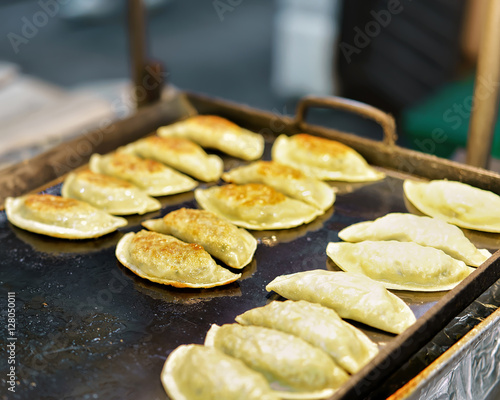 Dumplings at Myeongdong open street market in Seoul photo