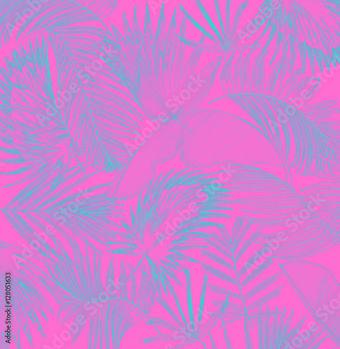 mix palm leaf tree background