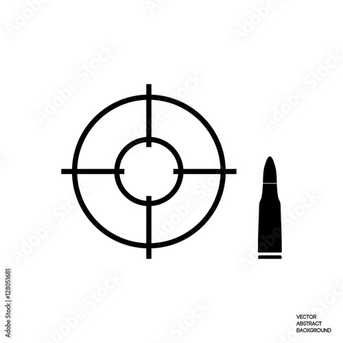 Optical sight. Holder and target. Bullet. shooting gallery. Shooting range. Vector Illustration