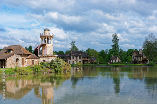Lighthouse and lake of Old village of Marie Antoinette Versailles