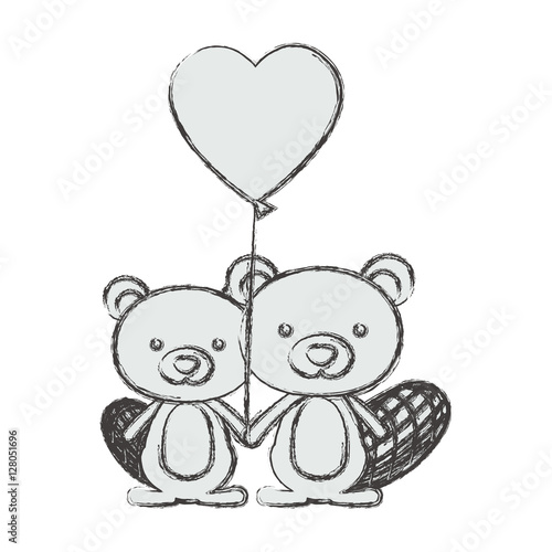 Beaver cartoon in love icon. Animal cute adorable creature and friendly theme. Isolated design. Vector illustration