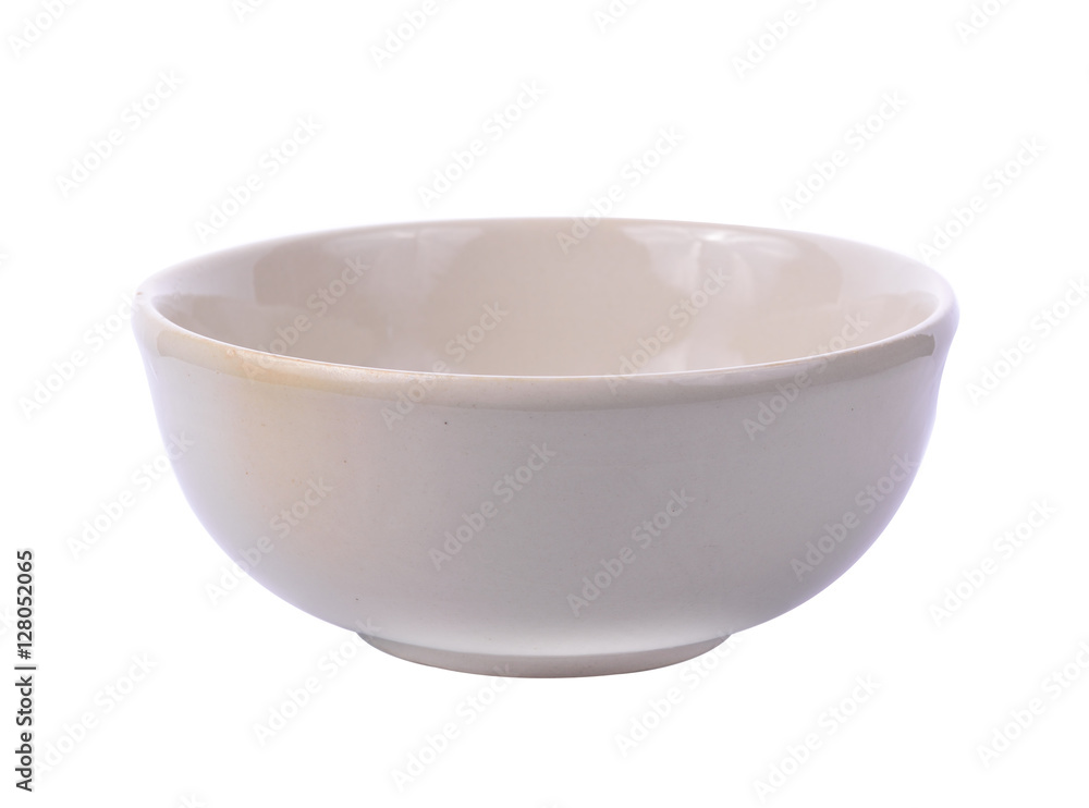 Empty brown ceramic bowl isolated on white background Empty brown ceramic bowl isolated on white background
