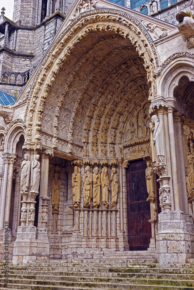Portal in Cathedral of Our Lady of Chartres  in France