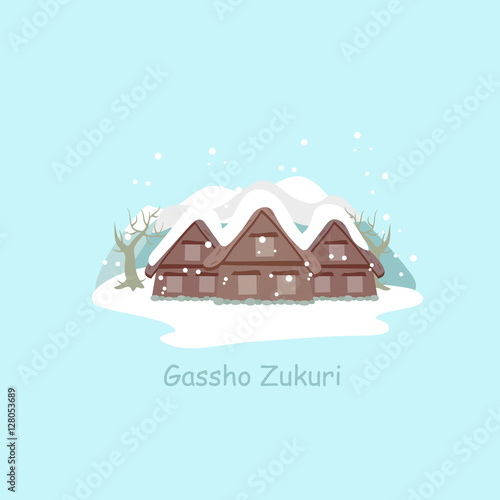 Gassho zukuri in the snow