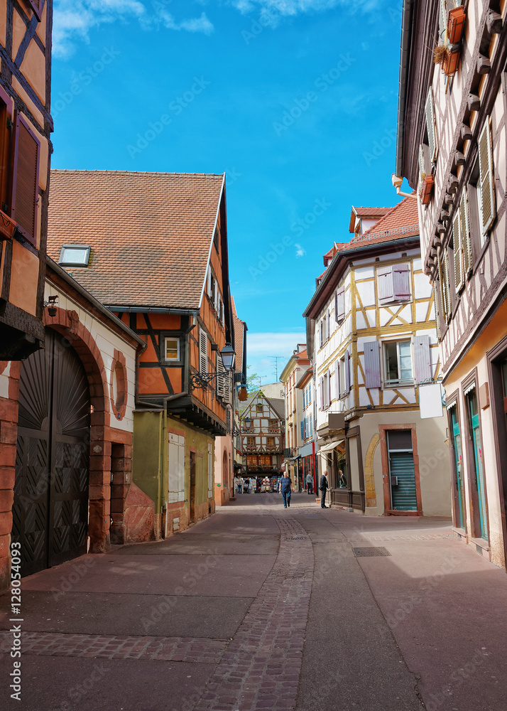 Rue Saint Nicolas Street in Colmar in Alsace in France