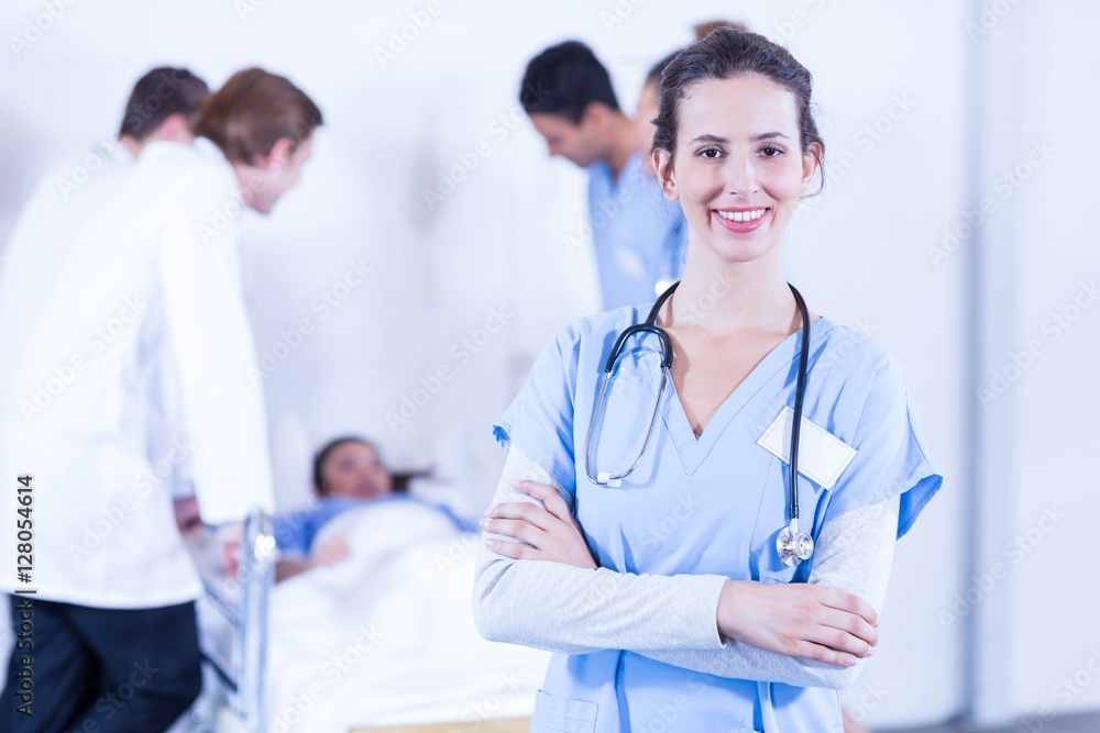 Fototapeta premium Portrait of female doctors smiling at camera