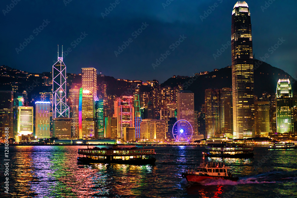 Obraz premium Skyline at Victoria Harbor HK