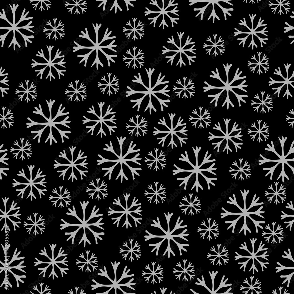 Winter seamless pattern with grey snowflake Winter seamless pattern with grey snowflake