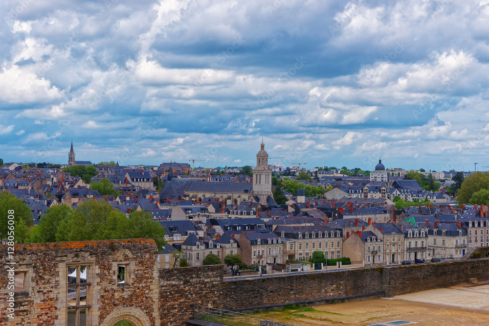 Trinite Church and old city of Angers in Loire Valley
