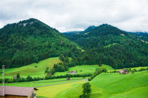 Village in Boltigen at Jaun Pass in Fribourg in Swiss