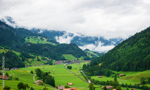 Village in Boltigen at Jaun Pass in Fribourg of Switzerland photo