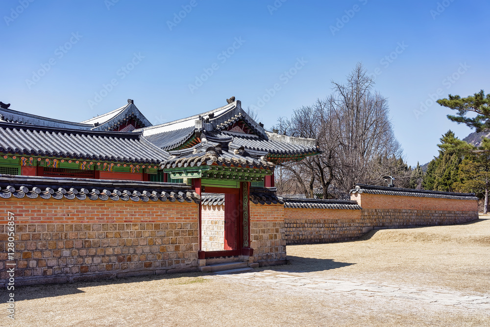 Wooden gate at Gyeongbokgung Palace in Seoul Wooden gate at Gyeongbokgung Palace in Seoul