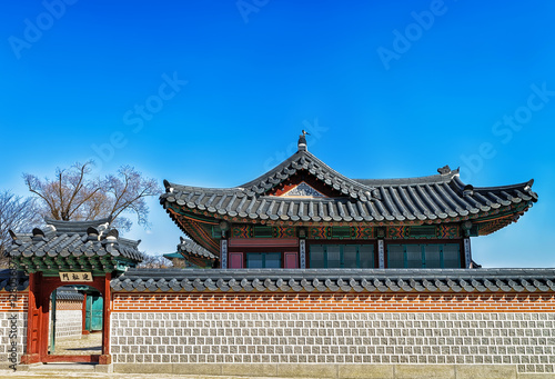 Wooden pavilion at Gyeongbokgung Palace in Seoul