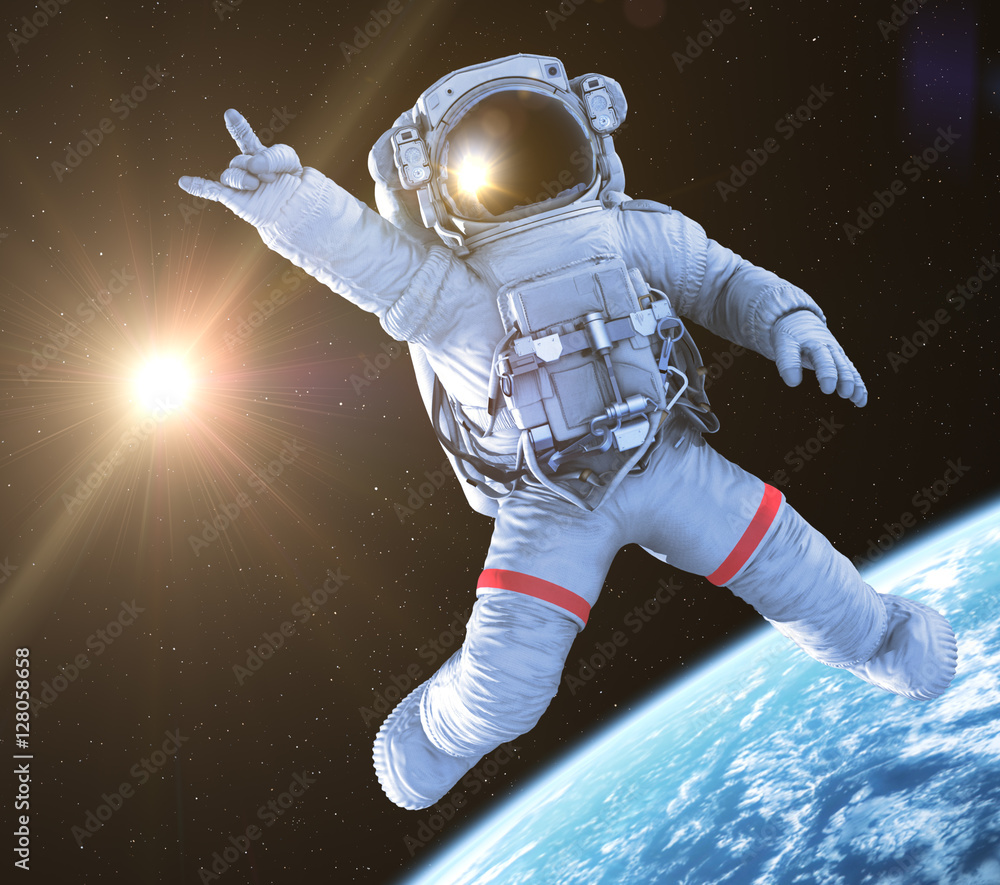 Rocking Astronaut, 3d render
