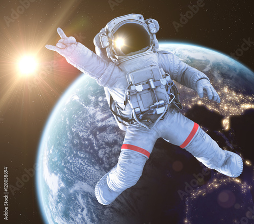 Obraz na płótnie Rocking Astronaut, 3d render w salonie