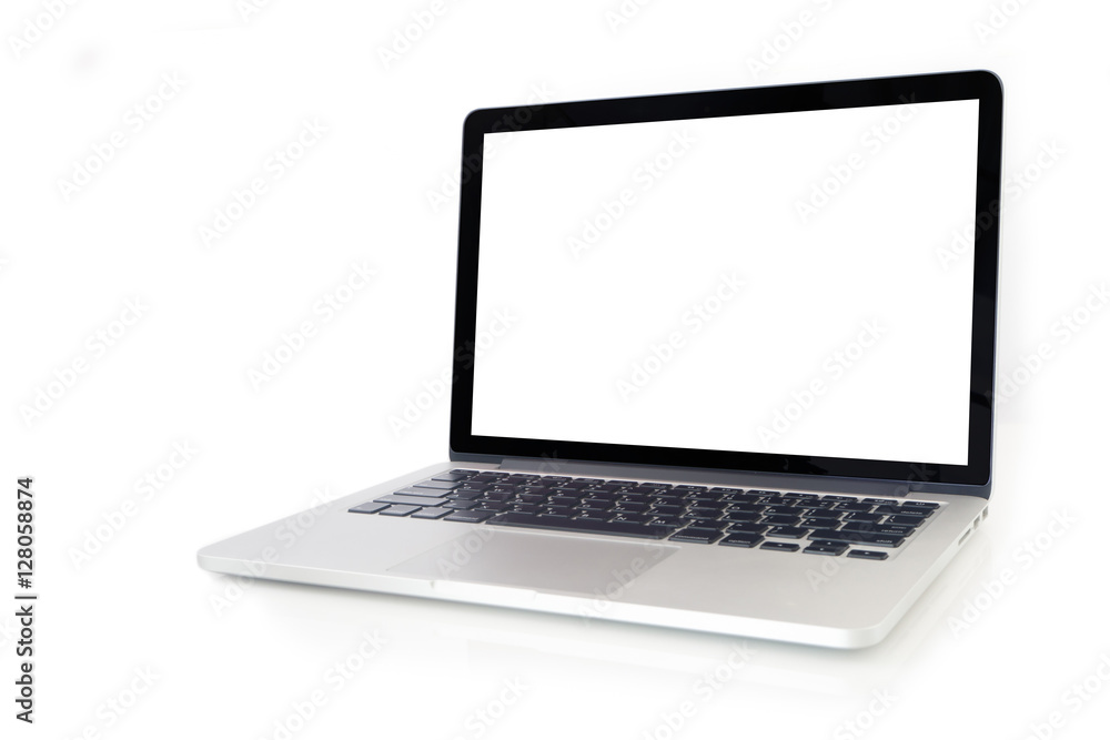 notebook with blank screen on isolated white background. notebook with blank screen on isolated white background.