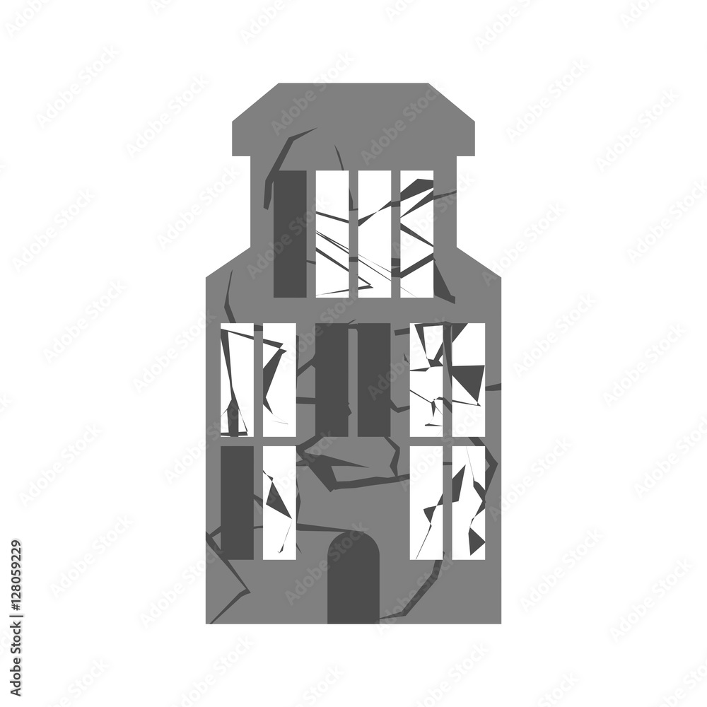War Broken building. Cracks and splinters of Destroyed facility. War Broken building. Cracks and splinters of Destroyed facility.