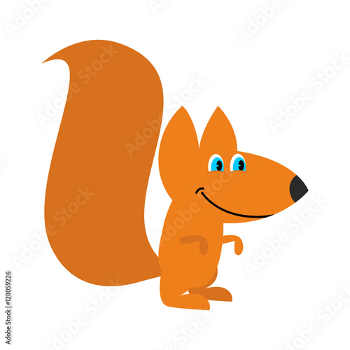 Squirrel isolated. Funny wild animal with bushy tail