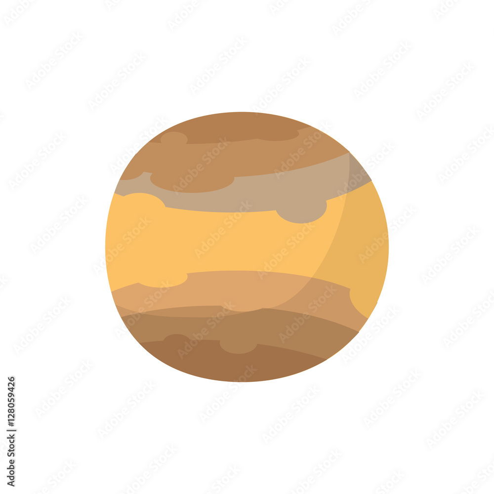 Jupiter isolated cartoon style. Brown Planet of solar system on Jupiter isolated cartoon style. Brown Planet of solar system on