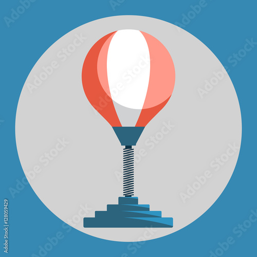 Punching bag icon. Red punching bag on a blue background. Sports Equipment. Vector Illustration.