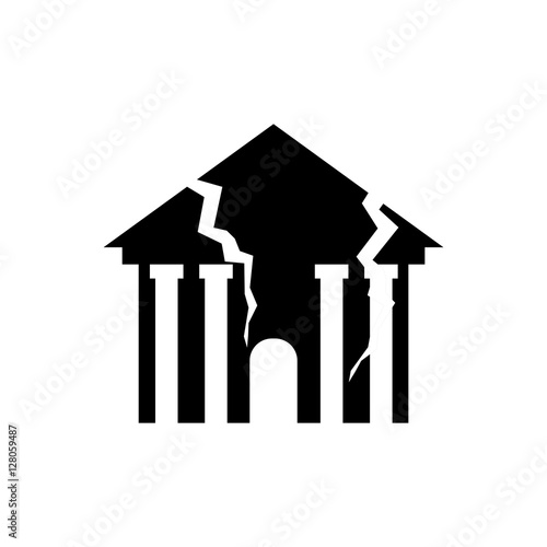 Destroyed building earthquake. Broken house war. ruined architec