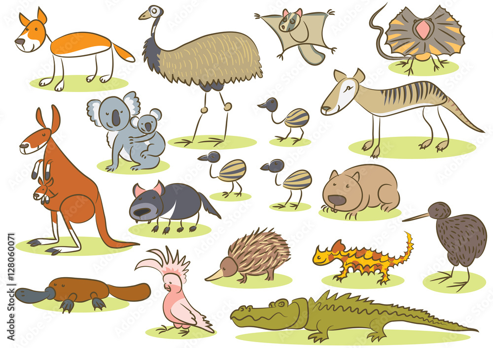 Obraz premium Australian animal kids drawing