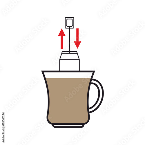 Brew tea. Dunk teabag in mug instruction
