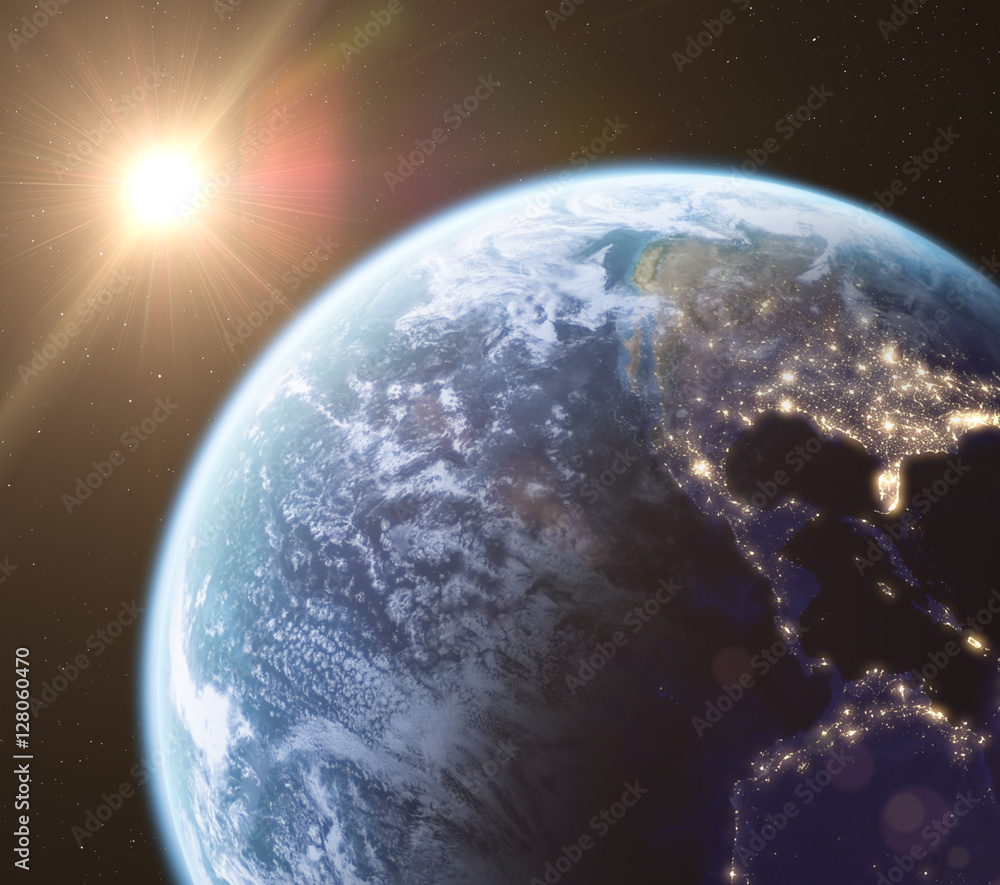 Earth in space, 3d render