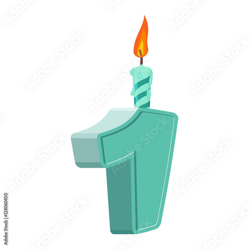1 year birthday. Figures with festive candle for holiday cake. o