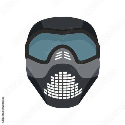 Protective helmet Scary. Sports respirator future. paintball mas