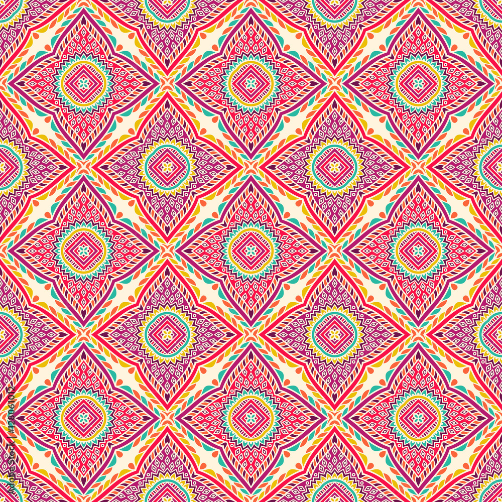 Ethnic floral seamless pattern