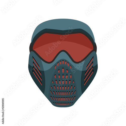 Protective helmet Scary. Sports respirator future. paintball mas