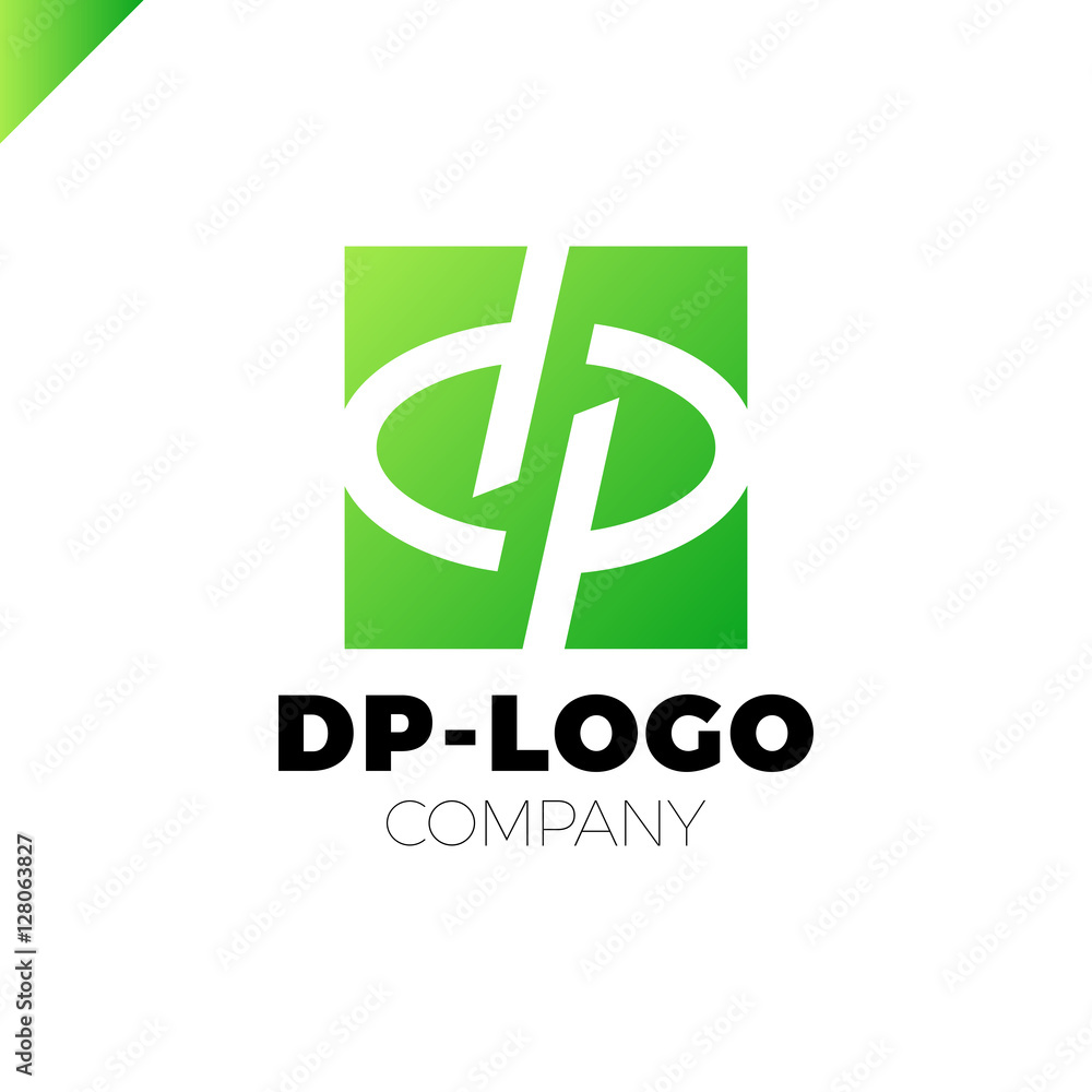 Letter D and letter P logo. pd, dp initial overlapping in square letter logotype Letter D and letter P logo. pd, dp initial overlapping in square letter logotype