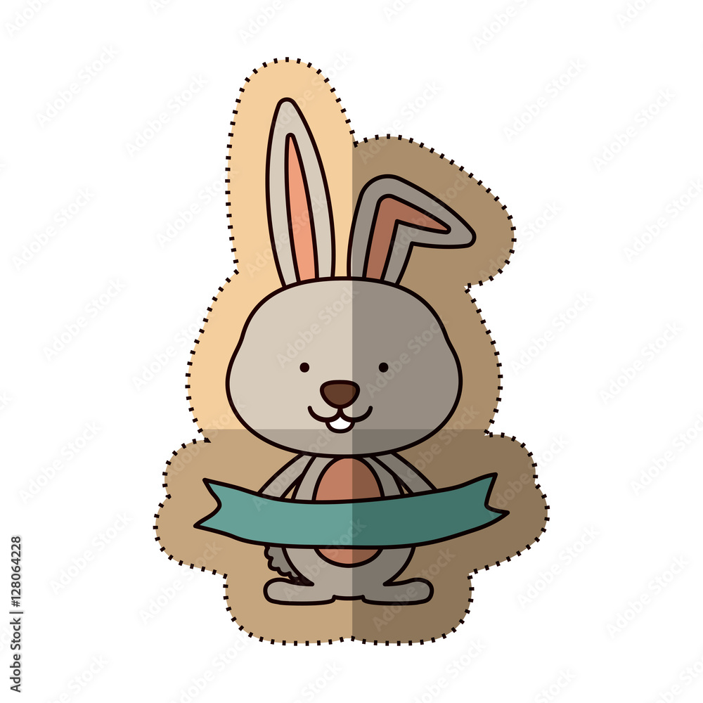 Obraz premium Rabbit cartoon icon. Animal cute adorable creature and friendly theme. Isolated design. Vector illustration