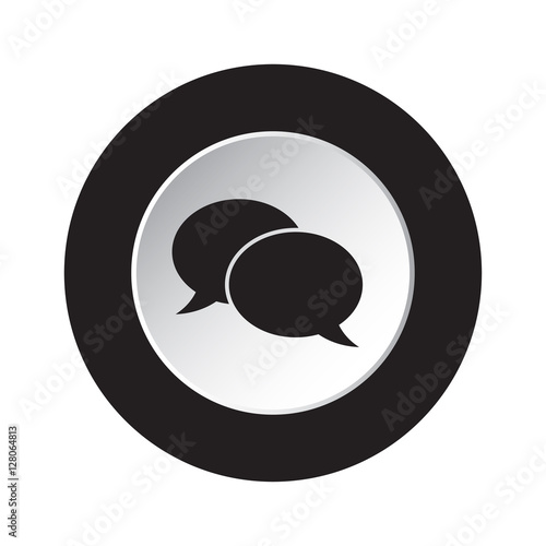 round black and white button - speech bubbles icon